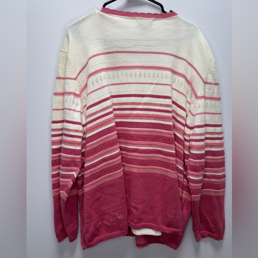 EUC Alfred Dunner Cream And White Layered Striped Sweater | Plus Size 3X - Picture 5 of 7